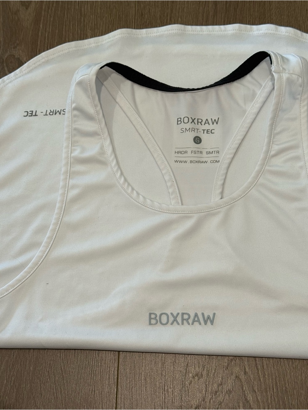 Boxraw White Racerback Workout Tank Top - Picture 3 of 3